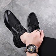 8CMlesufgmze10รองเท้าลำลองสำหรับนักธุรกิจผู้ชายรองเท้าหนังแท้รองเท้าบุรุษรองเท้าเสริมส้น6CM