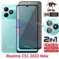 Realme C51ป้องกันการมองฟิล์มติดกระจกเพื่อความเป็นส่วนตัวกระจกนิรภัยสำหรับส่วนตัว Realme Realmi C51 C