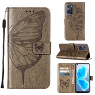 Phone Case For OPPO A36 4G A76 4G A96 4G A96 5G Embossed Painted Butterfly Leather Case With Card Sl