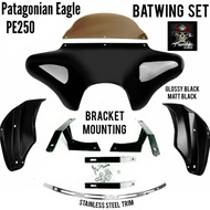 Patagonian Eagle 250 Batwing Fairing Set (Matt Black) Complete Bracket, Windshield and Stainless Ste