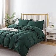 H HOUSEHOLD Dark Green Twin Size Duvet Cover - 3 Pieces Extra Soft Bedding Set, Includes 1 Duvet Cov