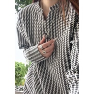 Hong Kong Style Women's Crowsbone Pattern Long Sleeve T-Shirt | Sizes M-5XL