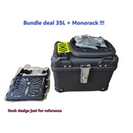 Bundle deal promotion Monorack + top box 35L rak lipat box motor black for LC135 V1-V8 Y15 Y16