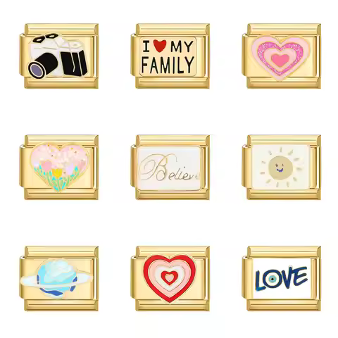WG 1pc Italian Modular Bracelet Heart Love Evil Eye Charms Pendant Italian Charms Bracelet Links Han