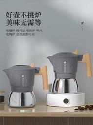 鳴感雙閥摩卡壺不銹鋼壺增壓咖啡壺家用復古歐式戶外濃縮咖啡器具