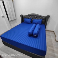 ผ้าปูที่นอนลายริ้ว 3.5/5/6 ฟุต 5 ชิ้น ใส่ได้กับที่นอนหนา 10 นิ้ว เกรดโรงแรม