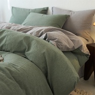 codPremium 100% Washed Cotton Yarn-Dyed 3-Piece Duvet Set (1 Duvet Cover + 2 Pillowcases) Ultra-Soft