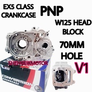 EX5 CLASS CRANKCASE PNP WAVE125 HEAD BLOCK 70MM HOLE V1 LEO CRANKCASE 63