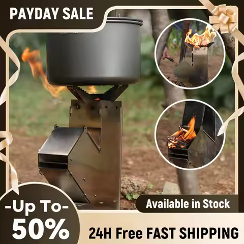 Folding Firewood Stove Stainless Steel BBQ Rocket Stove Cooking Stove Backpacking Camp Tent Stove fo