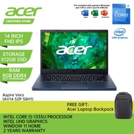 ACER Aspire Vero 14 AV14-52P-58H1 Laptop - 14" FHD IPS 60Hz/i5-1335U/8GB DDR4/512GB SSD/Intel UHD/Wi