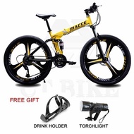 26 INCH 3 BLADE RIM WHEELS FOLDING MOUNTAIN BIKE WITH 21 SPEEDS ROAD MTB BICYCLE