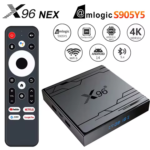 Original X96 NEX Android 14 Amlogic S905Y5 Smart TV Box 4GB32GB HDR10+ 4K WIFI6 BT5.X Media Player S