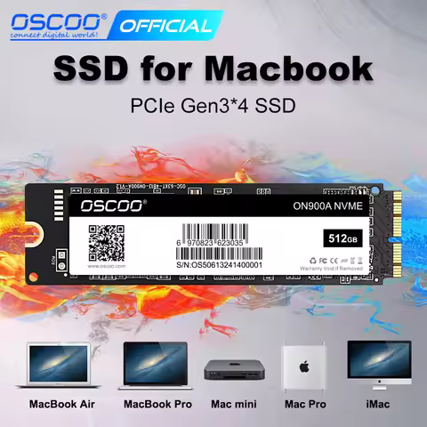 OSCOO 512GB SSD for MacBook NVMe PCle Gen3x4 3D NAND TLC SSD for MacBook Air 2013-2015 Mac Pro 2013