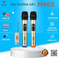Micro karaoke không dây cao cấp ontekco mv02 mẫu mới tích hợp màn hình led chuyên nghiệp công nghệ m