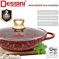 DESSINI ITALY 40CM Granite Plus Shallow Casserole Induction Non Stick Pot Bowl Wok Pan Cookware Tool