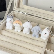 GANTUNGAN Cute Dog Keychain Cute Flocking Dog Bag Hanger