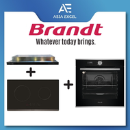 BRANDT AI1790X 90CM SLIMLINE HOOD + BRANDT BPI6230BL 2 ZONE INDUCTION HOB + BRANDT BOH7534LX 73L MULTIFUNCTION BUILT-IN OVEN