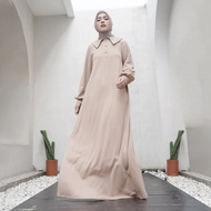 Dress Muslim Mandjha Ivan Gunawan - Knitt Collar Brown Gamis Wanita