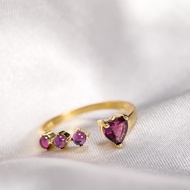 [H & Y] 925 Silver Natural Mauve Jadeite Adjustable Ring 925银纯天然紫罗兰可调节戒指