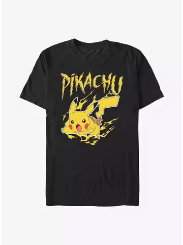 Bandai New Pokemon Pikachu Electric Cartoon Print High Quality Men's Short Sleeve Parent-Child Loose