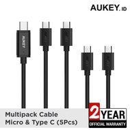 Aukey Cable Micro &amp; USB C 2.0 5pcs - 500260