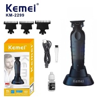 Kemei KM-2299ปัตตาเลี่ยนไฟฟ้าพร้อมฐานที่หนีบไฟฟ้า USB หัวน้ำมันแกะสลักที่ดันผมปัตตาเลี่ยนตัดผมปัตตาเ