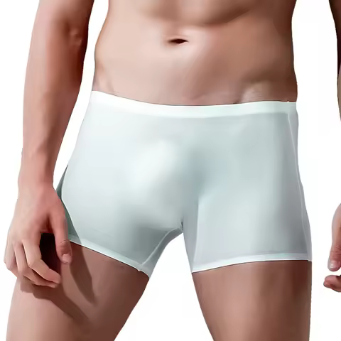 5-Pack Men's Underwear Men's Ice Silk 3D Punch Bottom Crotch Boxer Briefs Seamless Ultra-Thin Boxer 