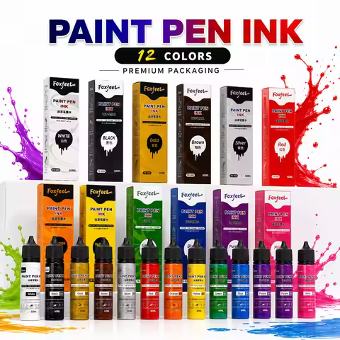 60ml Paint Pen Ink Refill High Coverage Vivid Color Permanent Marker Ink Glass Plastic Stone Ceramic