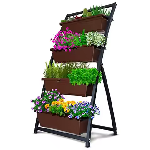 4-Ft Raised Garden Bed - Vertical Garden Freestanding Elevated Planters 4 Container Boxes - Good for
