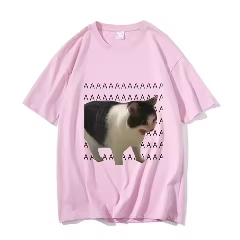 Funny Meme Sad Crying Cat Printed Women's Casual T-shirt Summer Harajuku T-shirt Casual Fashion Cott