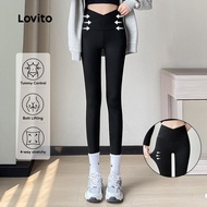 Lovito Casual Sports Leggings Butt Lifting High-Waist Yoga Pants Tummy Control Workout Sports Leggin