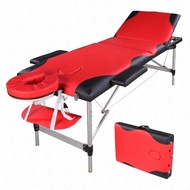 3 Sections 185 x 60 x 81cm Beauty Bed Folding Aluminum Tube SPA Bodybuilding Massage Table Red with 