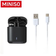 MINISO名創優品【品牌授權正品】馬卡龍半入耳式TWS藍牙耳機 型號：S88(（黑色）)