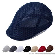 ((Mesh Beret) Men's Hat Summer Breathable Beret Peaked Cap Mesh Hollow Solid Color Beret Hat Sunscre