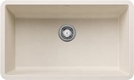 BLANCO 443083 Precis Silgranit 30” Single Bowl Undermount Kitchen Sink, Soft White