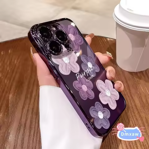 For Samsung Galaxy C55 M55 M54 M53 M52 M51 M34 M33 M32 4G 5G Phone Case Purple Oil Painting Flower F