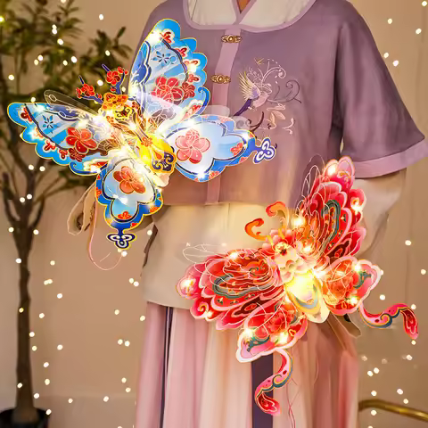 Mid Autumn Festival Rabbit Lantern Butterfly Lamp Handmade Festival Lanterns Material Pack Glowing P