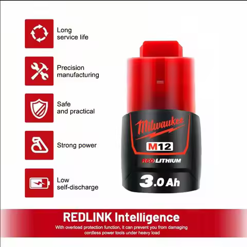 Original Milwaukee M12 battery 12V 3AH, M12HB2, M12HB3 M12-18FC charger 48-11-2402 48-11-2411 Milwau