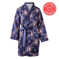 MORGAN LANE Satin Robe (Navy Floral/White Floral)