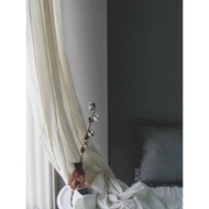 American Country Beige Solid Color Linen Cotton Short Curtain Door Curtain Translucent Bedroom Study