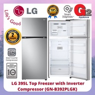 LG (READY STOCK) 395L Top Freezer with Smart Inverter Compressor GN-B392PLGK - LG Warranty Malaysia
