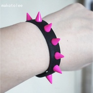 European American Style Ladies Bracelet Unique Punk Bracelet Fluorescent Green Bracelet Spike Nail C