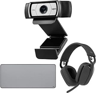 Logitech c930e 1080p HD Webcam Bundle with Zone Vibe 100 Lightweight Noise Canceling Headphones, and S Series Desk Mat (3 Items)