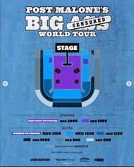 Post Malone Big A** World Tour 演唱會門票 1099