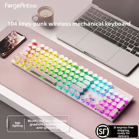 Ruiyi H104 104 Keys RGB Tri-Mode Wireless Mechanical Keyboard, Retro Punk Design