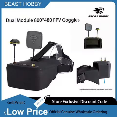 EV800D 5.8G 40CH Diversity FPV Goggles 5 Inch 800*480 Video Headset HD DVR for Racing Drone Micro BW