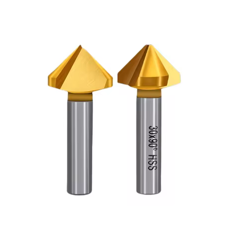 6.3mm-60mm 1Flute 3 Flute 90 Degree HSS Chamfer Chamfering Cutter End Mill Tool Countersink Drill Bi