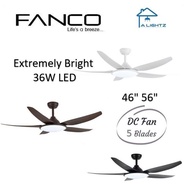 Fanco Tributo 36W Extremely Bright LED DC Ceiling Fan 46/56 inches with 3 Tones LED