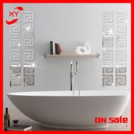 XY 3D Acrylic Greek Key Pattern Mirror Wall Stickers