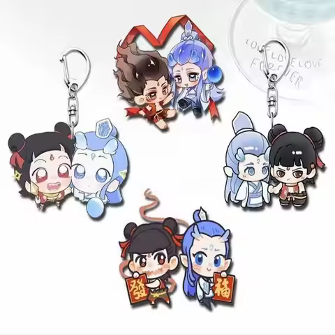 Nezha: Birth of the Demon Child Acrylic Keychain - Chinese Anime Motorcycle Accessories Cute Keyring